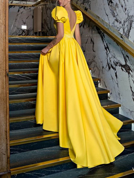 A-Line/Princess V-Neck Floor-length Formal Dresses