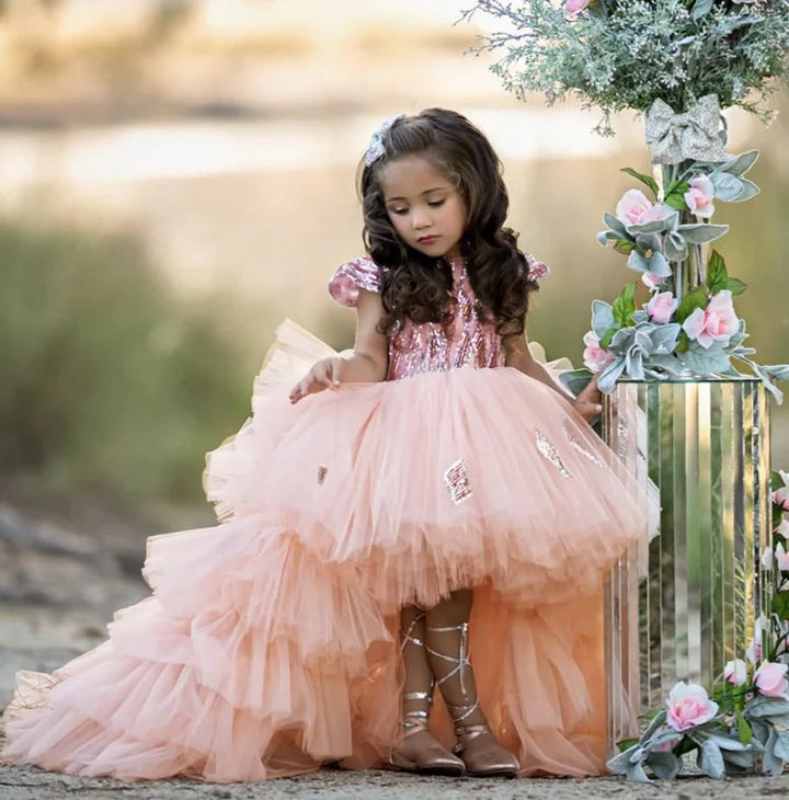 Ball Gown Sequins Flower Girl Dresses with Ruffles & Bowknot