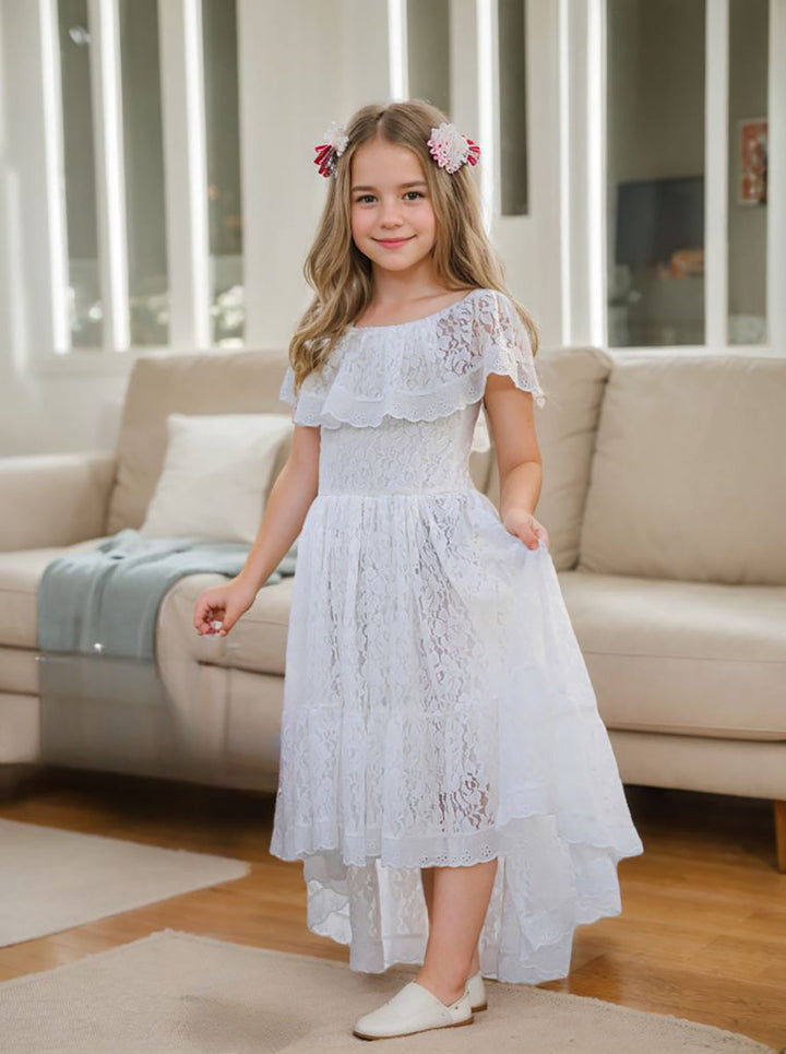 White Lace Irregular Skirt Vacation Dress