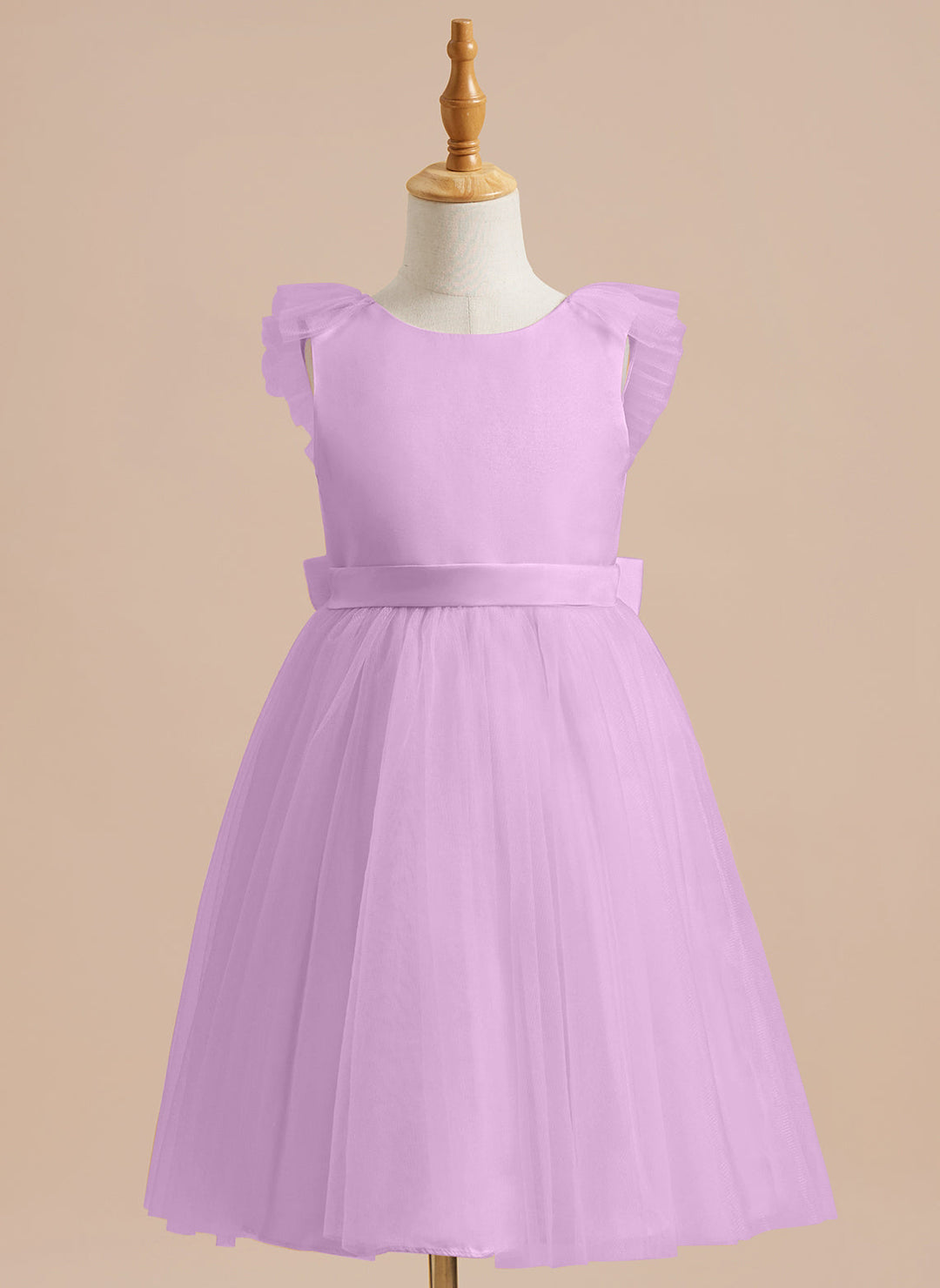 A-line Satin Tulle Knee-length Flower Girl Dress
