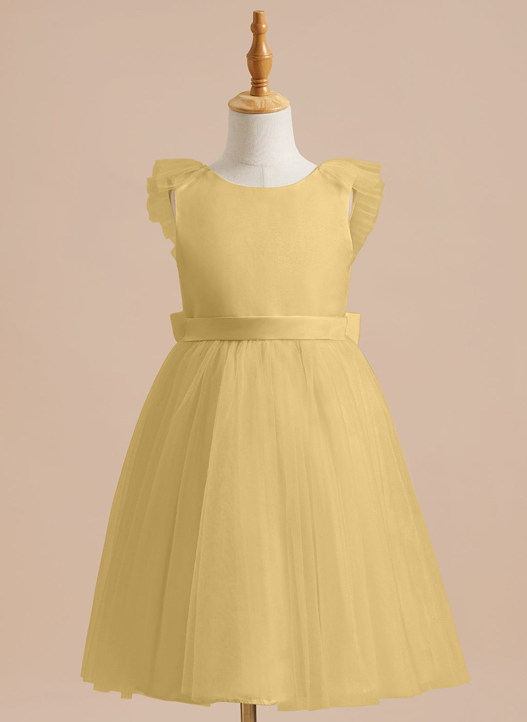 A-line Satin Tulle Knee-length Flower Girl Dress