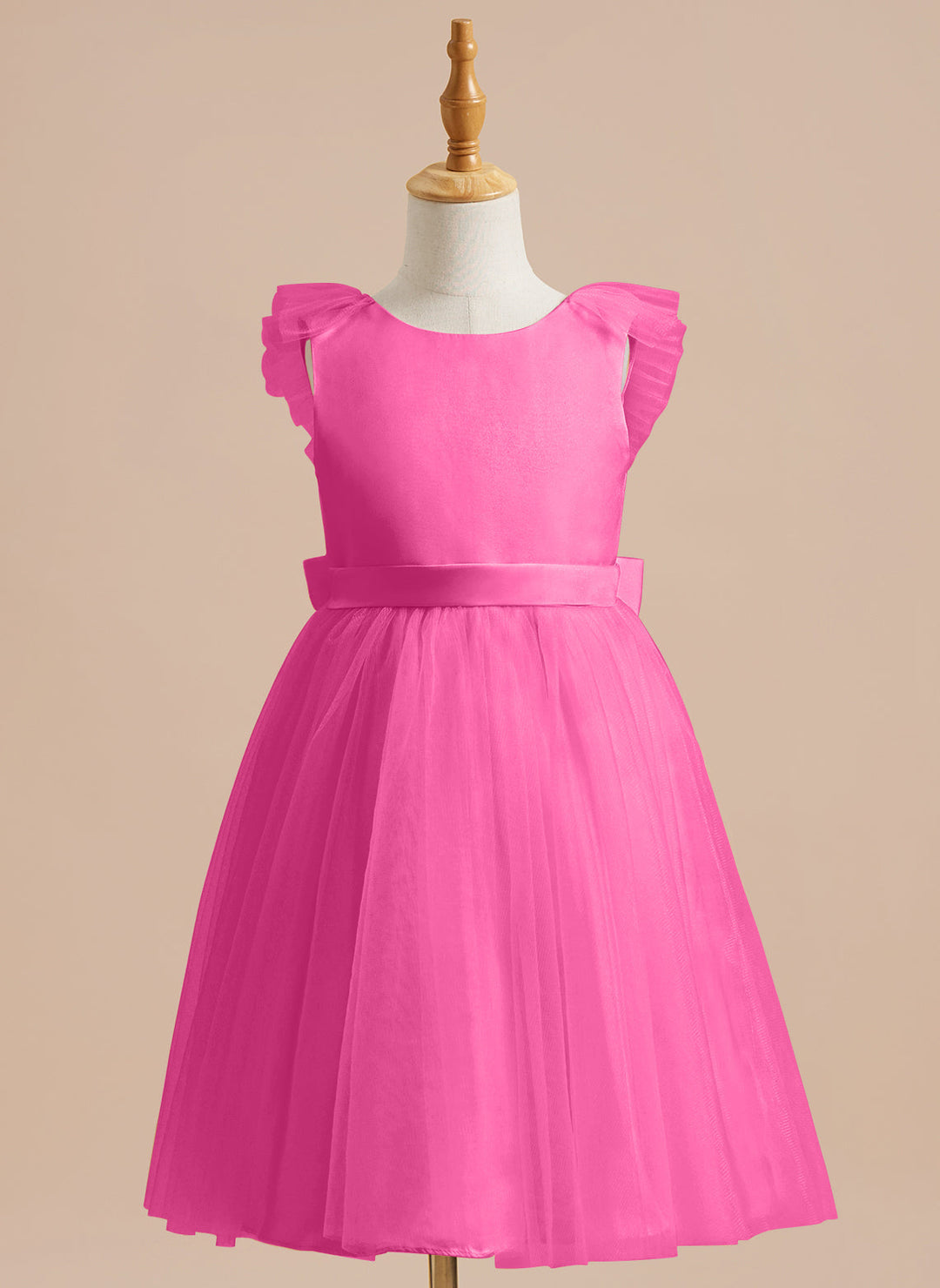 A-line Satin Tulle Knee-length Flower Girl Dress
