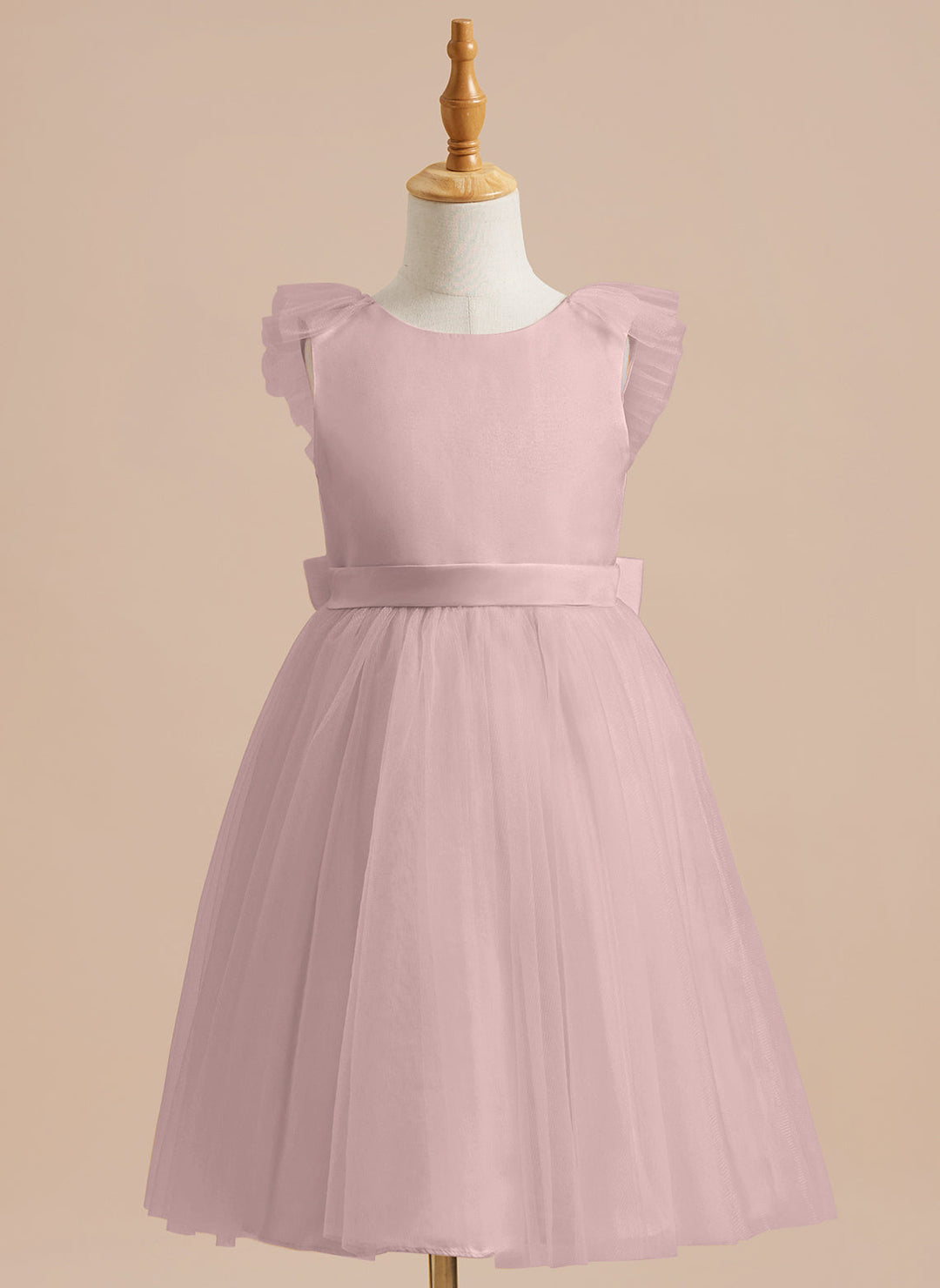 A-line Satin Tulle Knee-length Flower Girl Dress