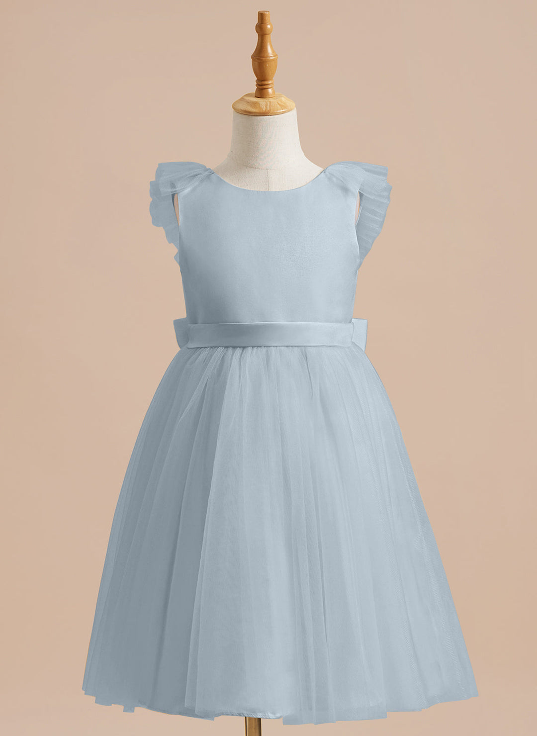 A-line Satin Tulle Knee-length Flower Girl Dress