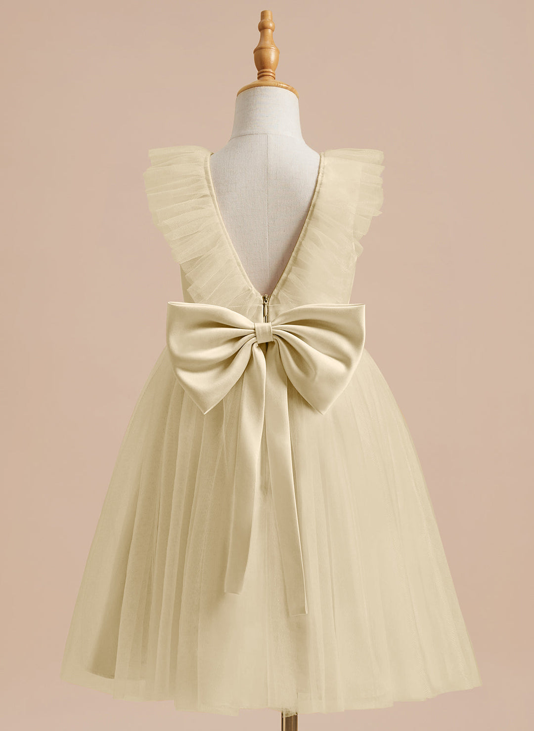 A-line Satin Tulle Knee-length Flower Girl Dress