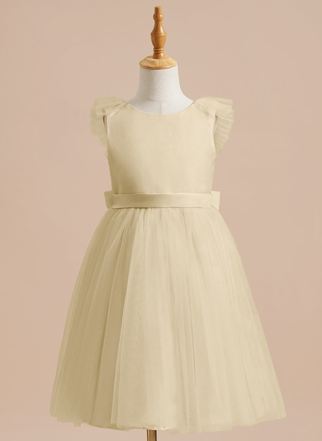 A-line Satin Tulle Knee-length Flower Girl Dress