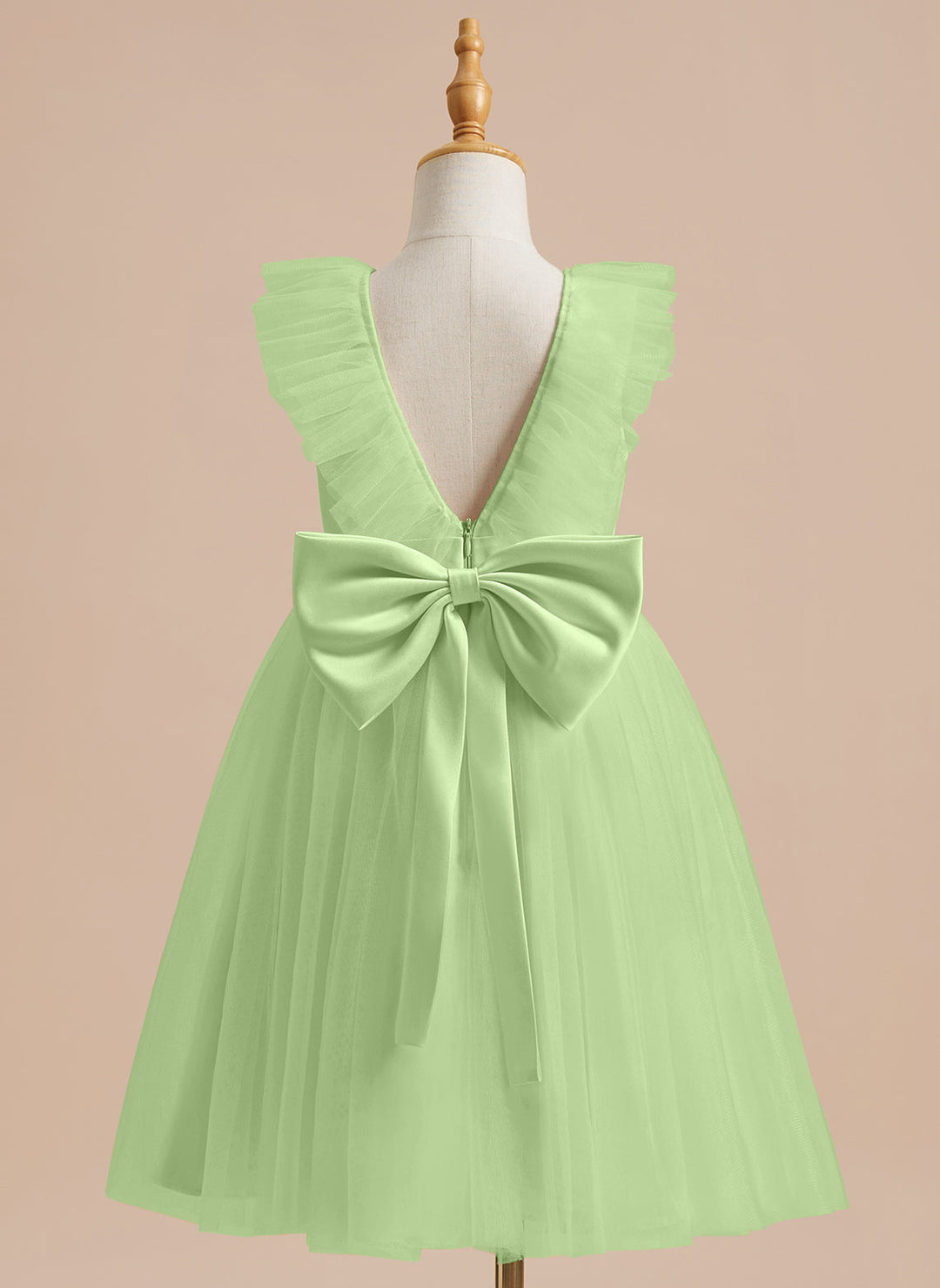 A-line Satin Tulle Knee-length Flower Girl Dress