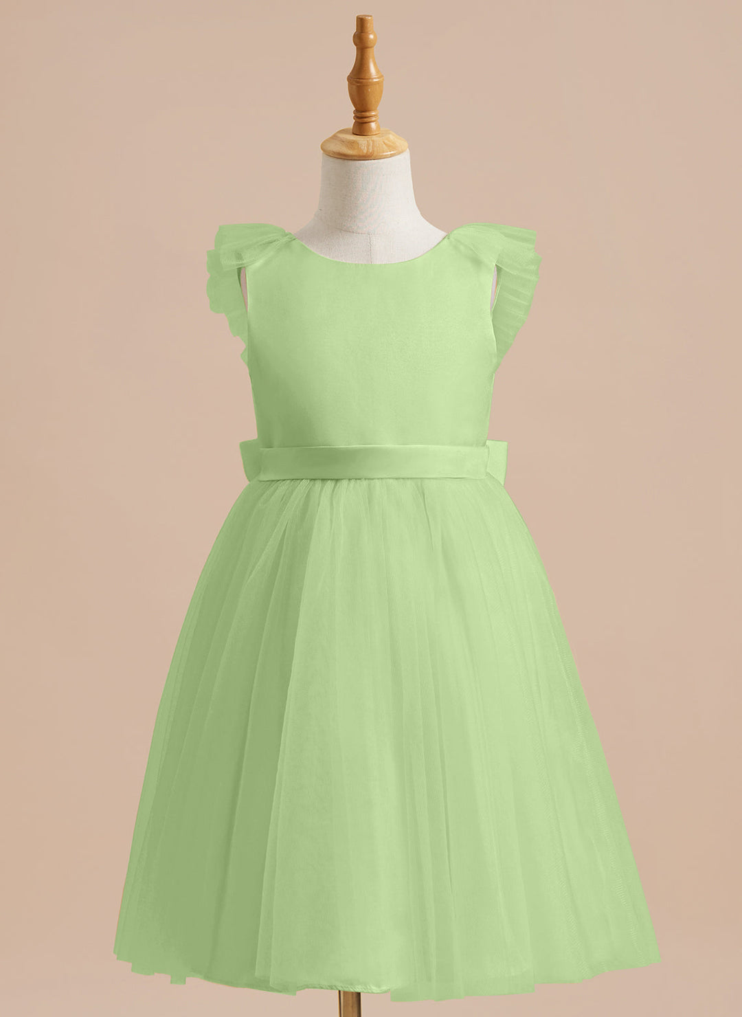 A-line Satin Tulle Knee-length Flower Girl Dress
