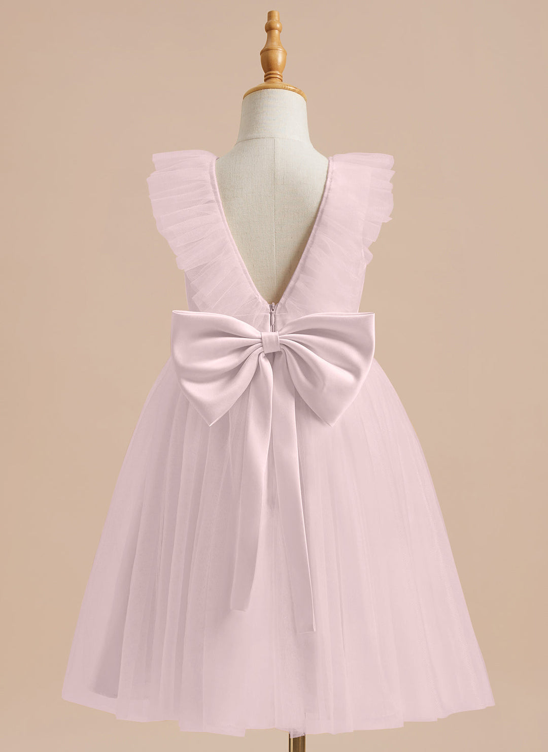 A-line Satin Tulle Knee-length Flower Girl Dress