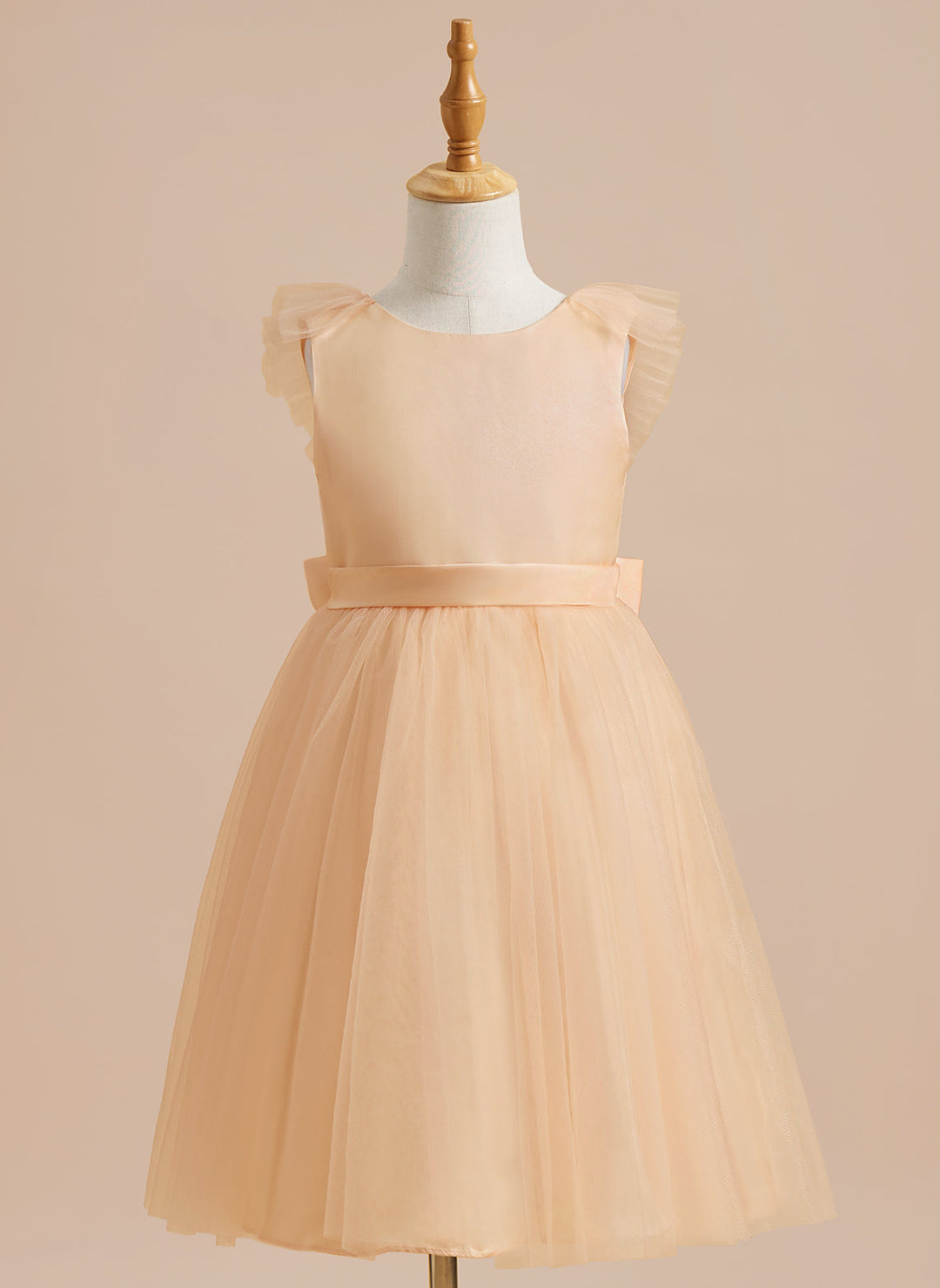 A-line Satin Tulle Knee-length Flower Girl Dress