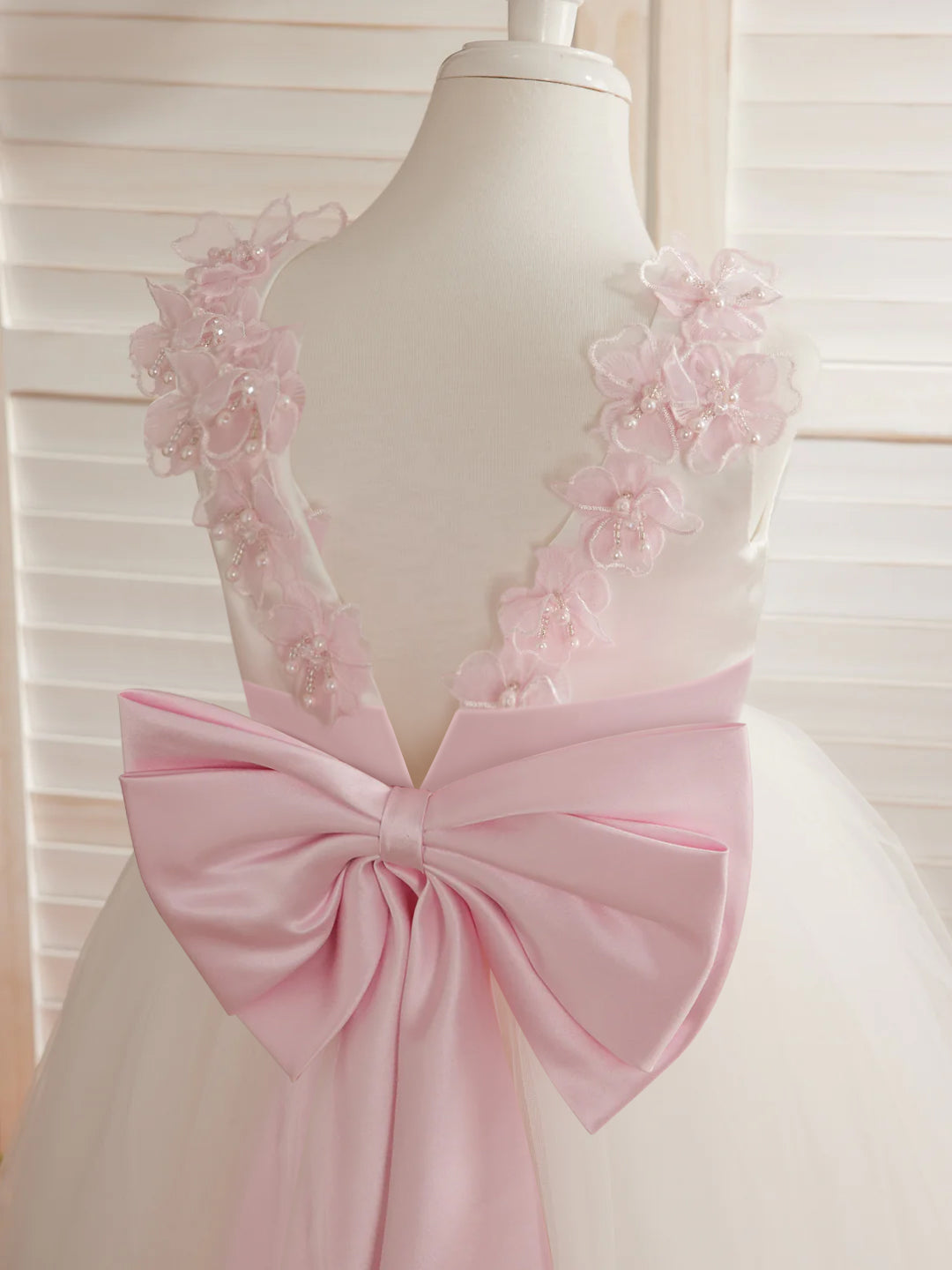 Ball-Gown/Princess 3d Flower Tulle Floor-length Ivory Flower Girl Dress