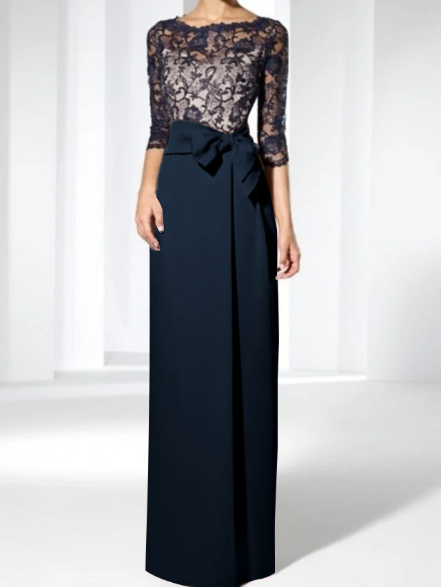 Sheath/Column Jewel Neck Floor-Length Mother of the Bride Dresses