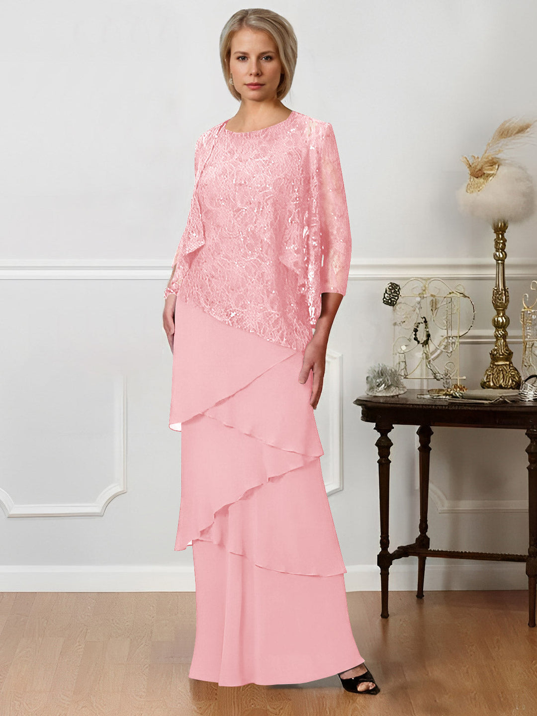A-Line/Princess Jewel Neck Floor-Length Mother of the Bride Dresses