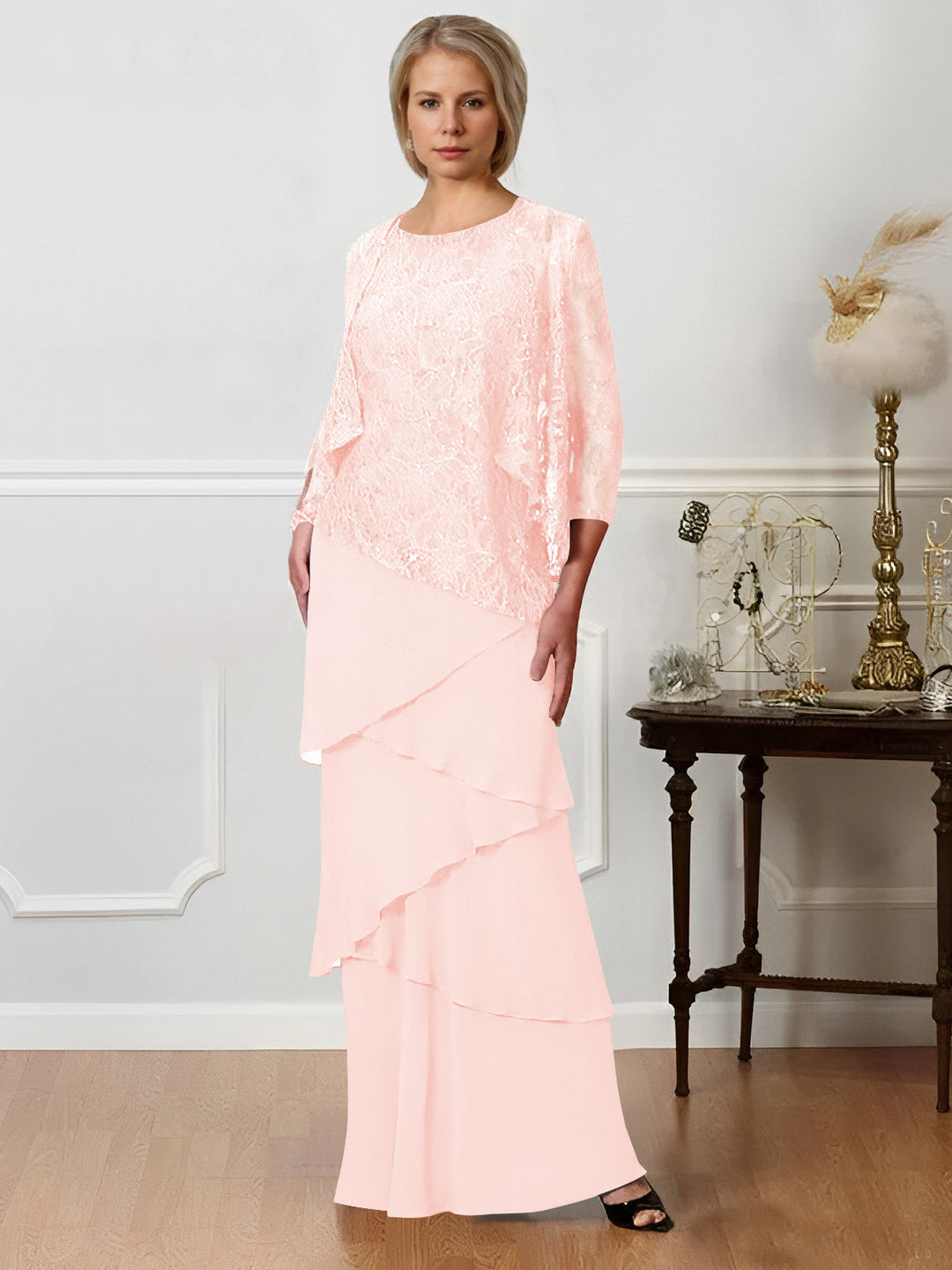 A-Line/Princess Jewel Neck Floor-Length Mother of the Bride Dresses