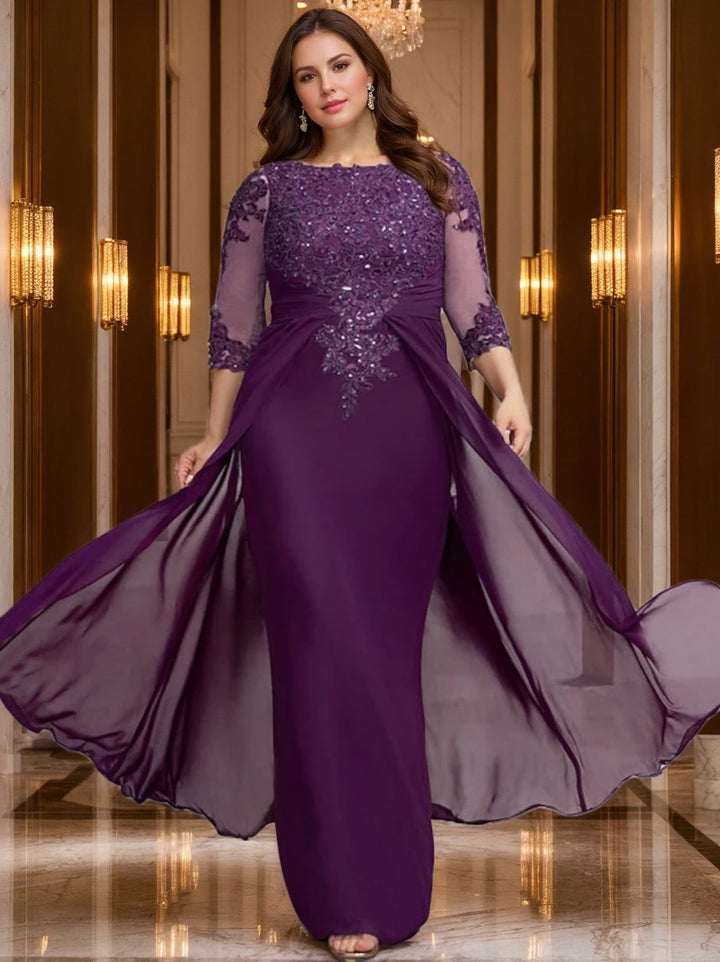 A-Line/Princess Jewel Neck Floor-Length Mother of the Bride Dresses