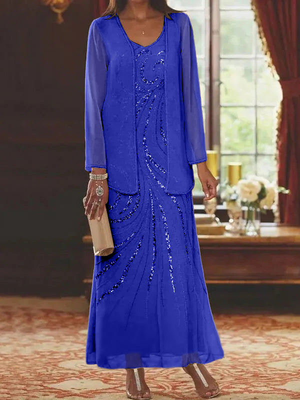 Sheath/Column Mother of the Bride  & Groom Dresses with Jacket & Sequins Beading