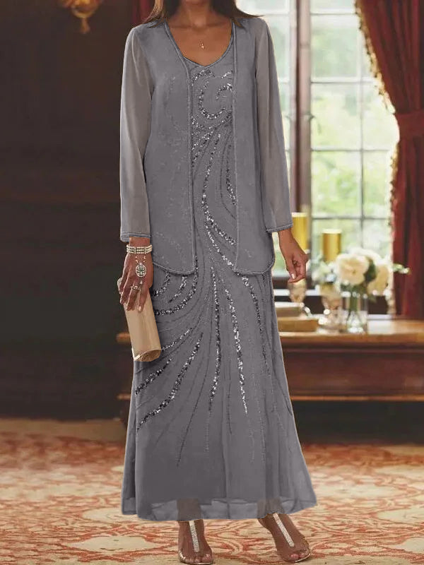 Sheath/Column Mother of the Bride  & Groom Dresses with Jacket & Sequins Beading