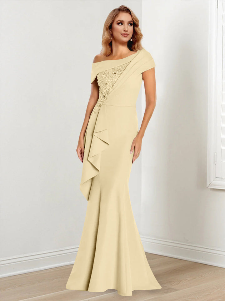 Trumpet/Mermaid One-Shoulder Long Sleeves Mother of the Bride Dresses With Lace