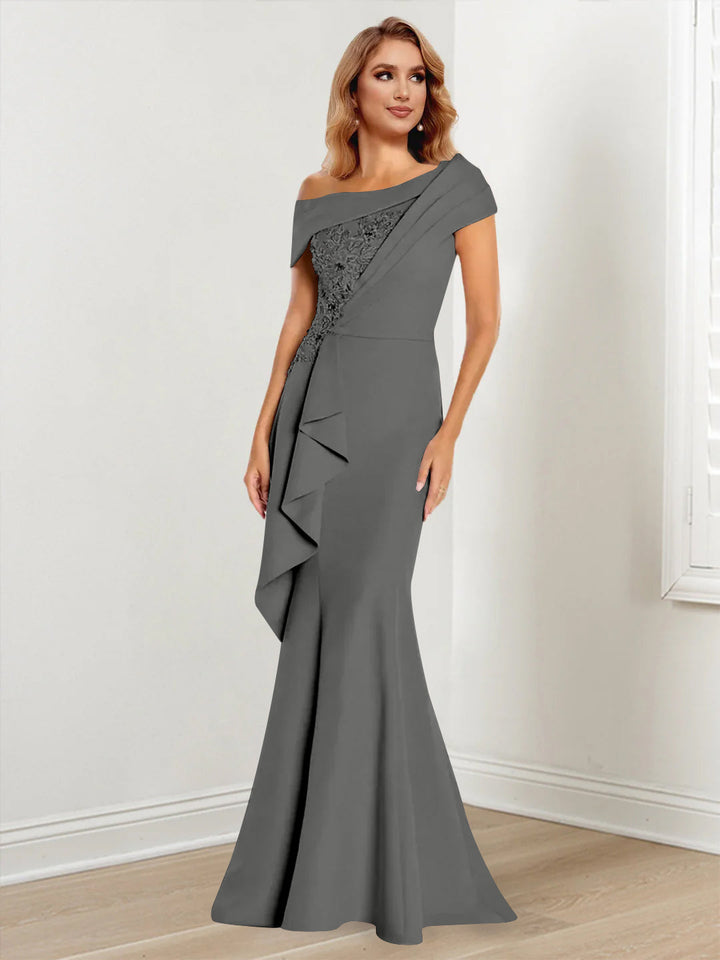 Trumpet/Mermaid One-Shoulder Long Sleeves Mother of the Bride Dresses With Lace