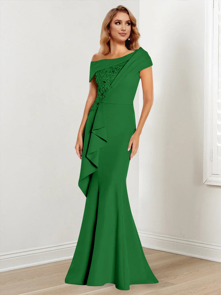 Trumpet/Mermaid One-Shoulder Long Sleeves Mother of the Bride Dresses With Lace