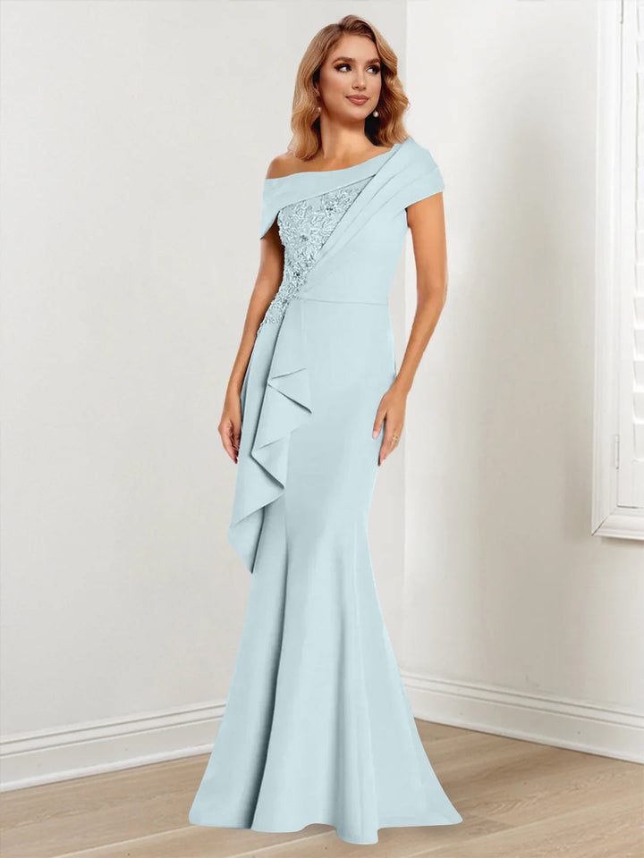 Trumpet/Mermaid One-Shoulder Long Sleeves Mother of the Bride Dresses With Lace