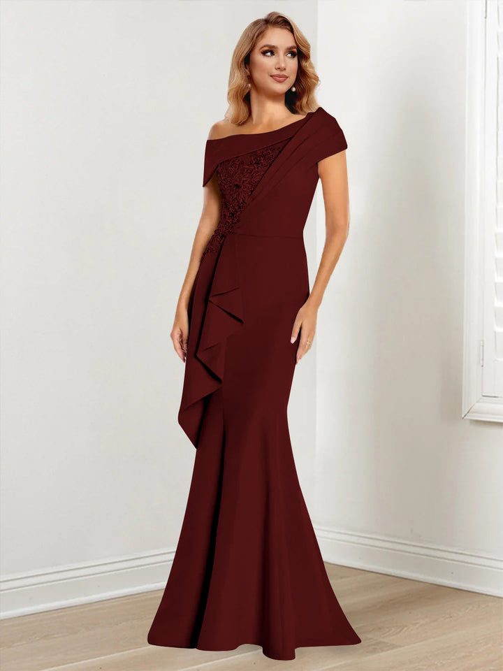 Trumpet/Mermaid One-Shoulder Long Sleeves Mother of the Bride Dresses With Lace