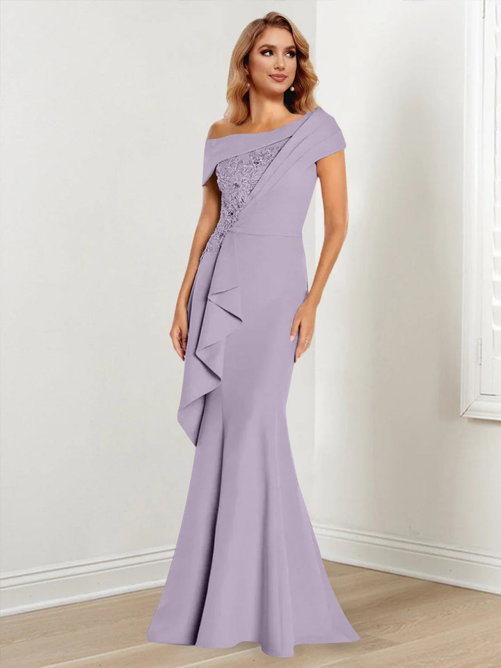 Trumpet/Mermaid One-Shoulder Long Sleeves Mother of the Bride Dresses With Lace