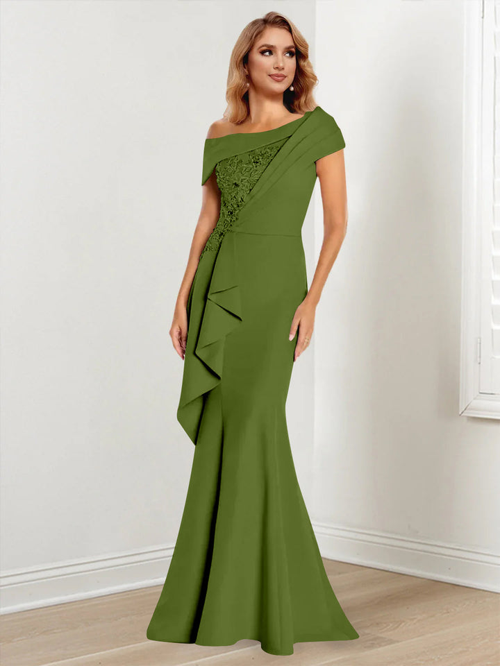 Trumpet/Mermaid One-Shoulder Long Sleeves Mother of the Bride Dresses With Lace