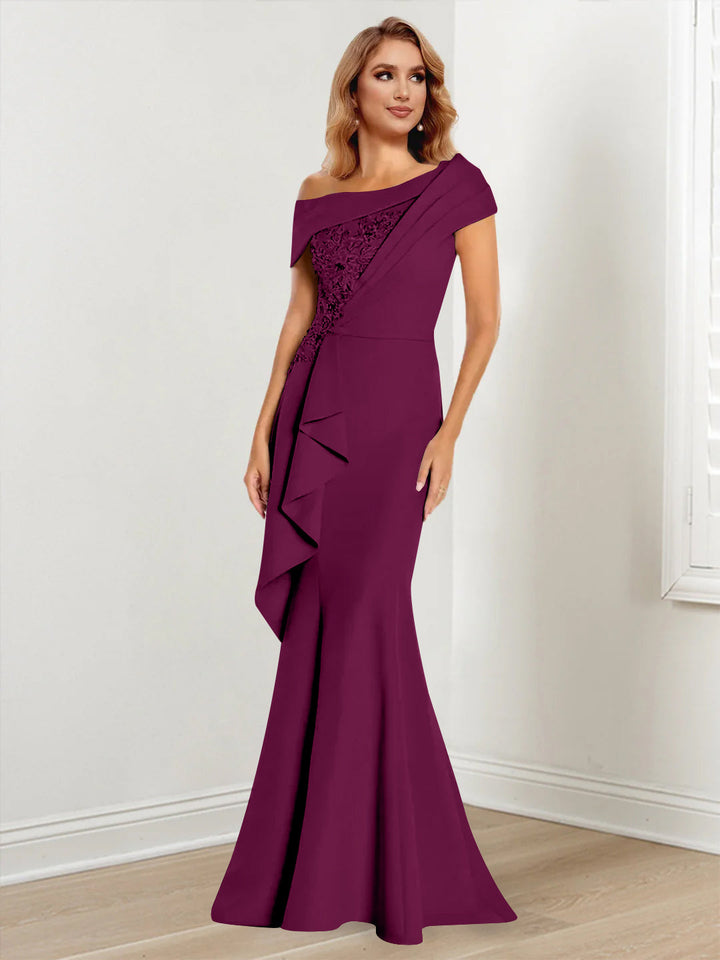 Trumpet/Mermaid One-Shoulder Long Sleeves Mother of the Bride Dresses With Lace