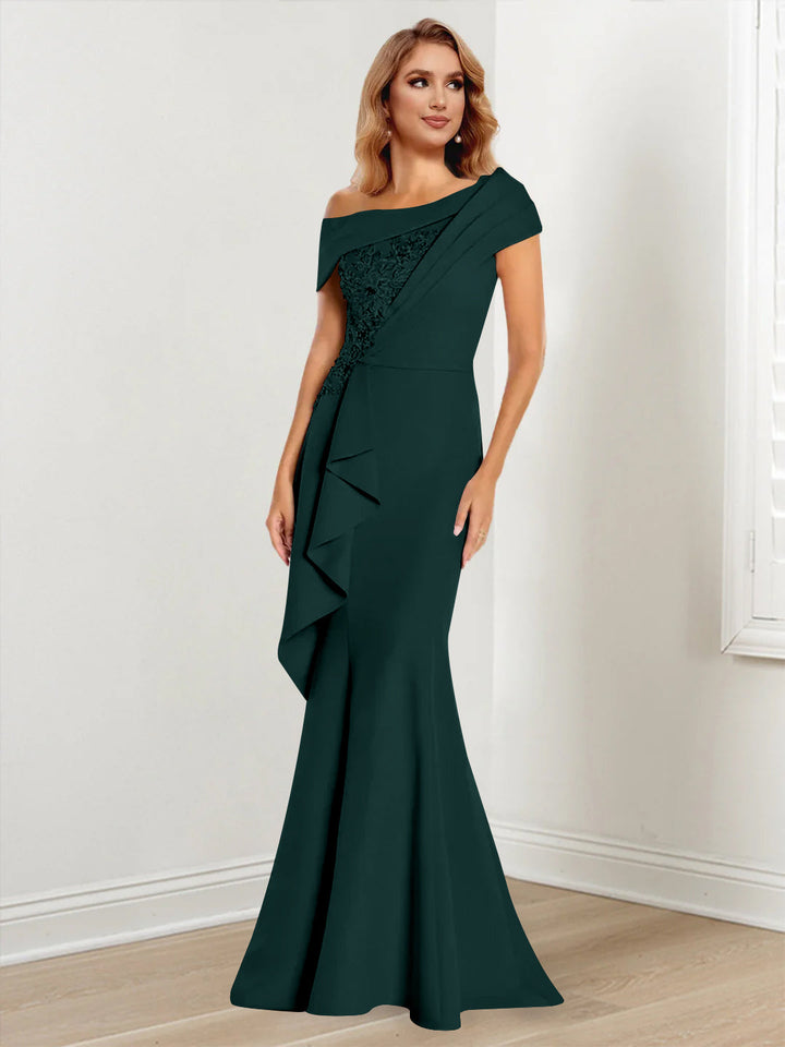 Trumpet/Mermaid One-Shoulder Long Sleeves Mother of the Bride Dresses With Lace