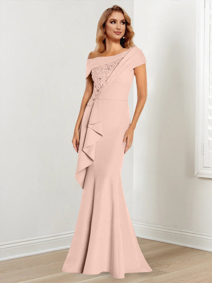 Trumpet/Mermaid One-Shoulder Long Sleeves Mother of the Bride Dresses With Lace