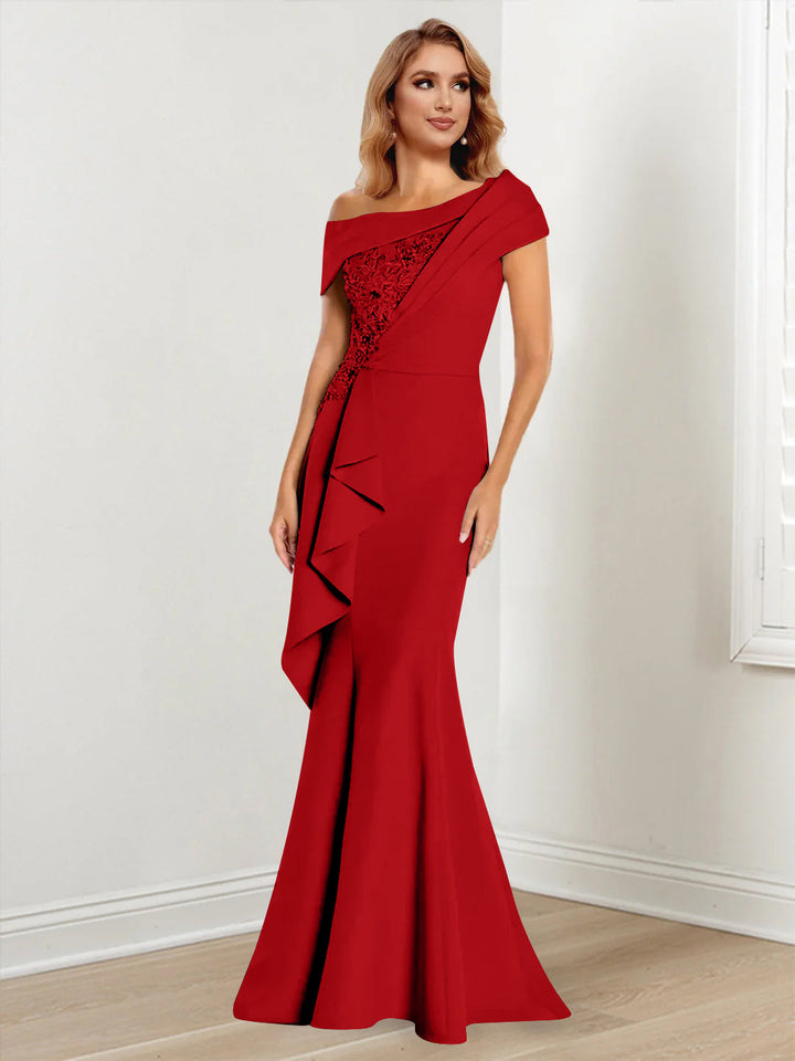 Trumpet/Mermaid One-Shoulder Long Sleeves Mother of the Bride Dresses With Lace