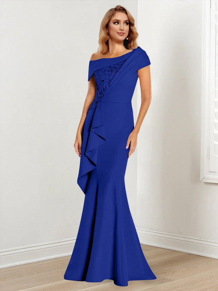 Trumpet/Mermaid One-Shoulder Long Sleeves Mother of the Bride Dresses With Lace