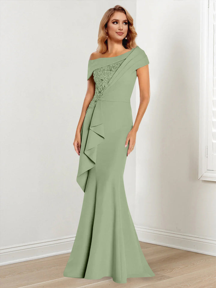 Trumpet/Mermaid One-Shoulder Long Sleeves Mother of the Bride Dresses With Lace