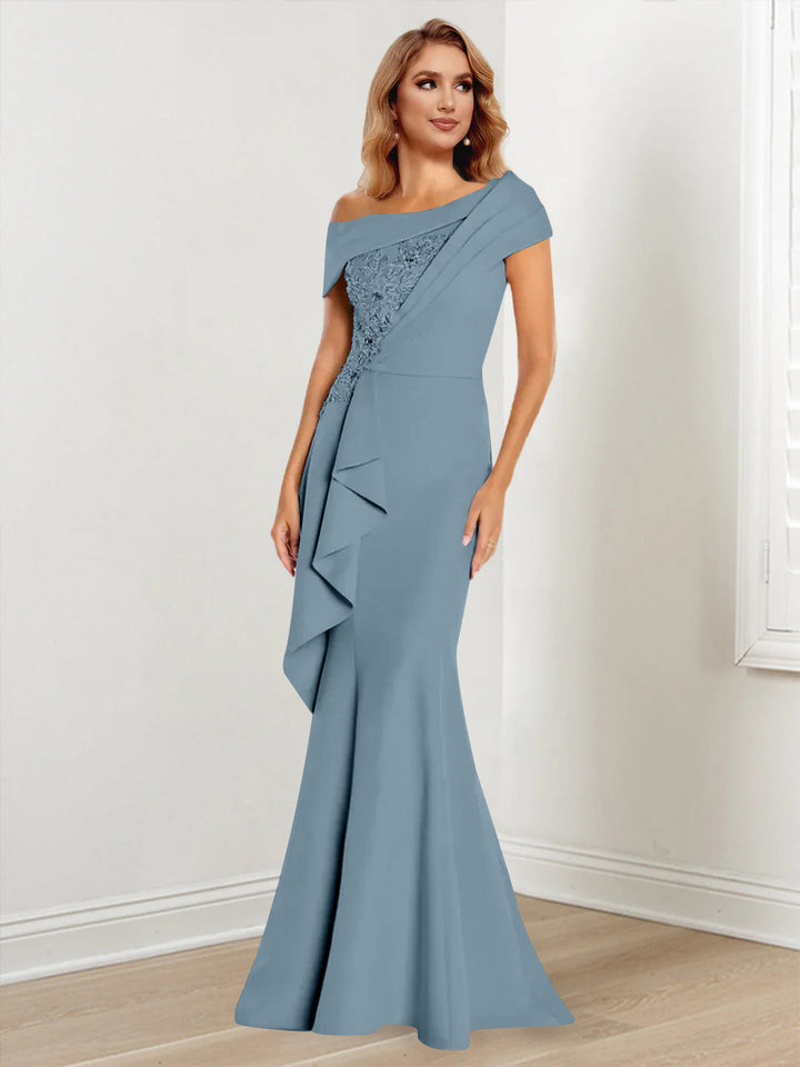 Trumpet/Mermaid One-Shoulder Long Sleeves Mother of the Bride Dresses With Lace