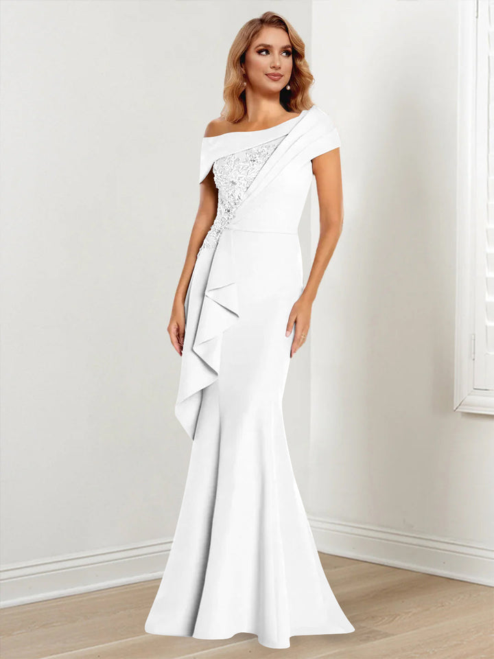 Trumpet/Mermaid One-Shoulder Long Sleeves Mother of the Bride Dresses With Lace