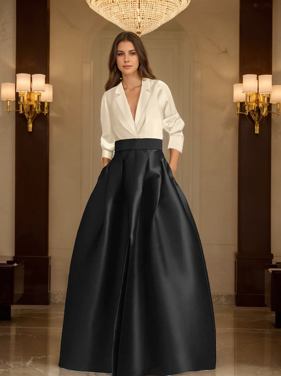 A-Line/Princess V-Neck Long Sleeves Mother Of The Bride Dresses With Pockets