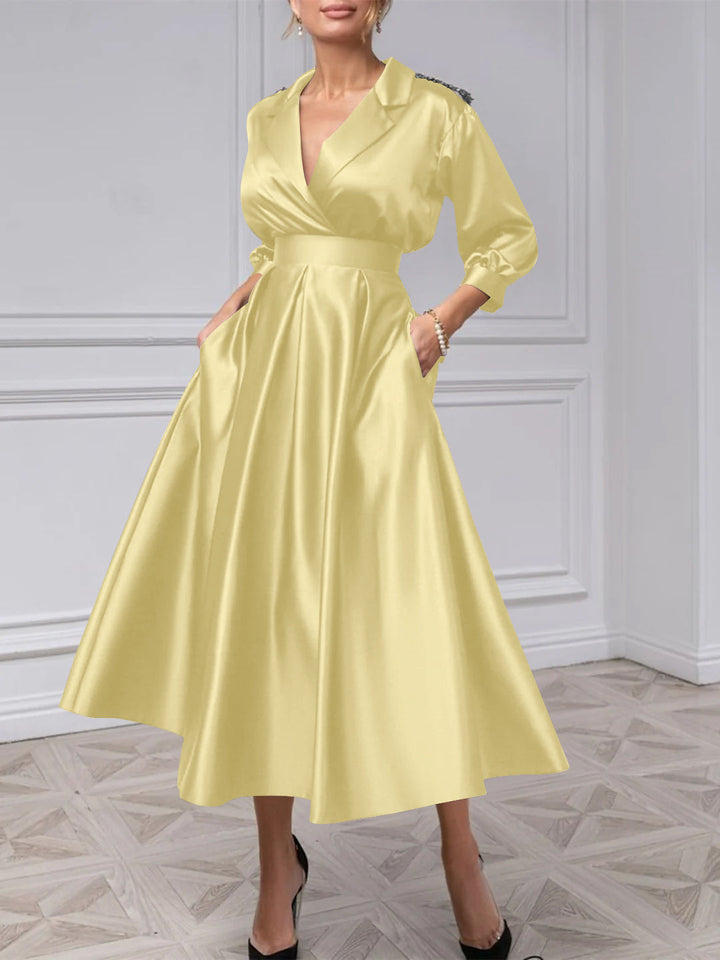 A-Line/Princess V-Neck 3/4 Sleeves Mother Of The Bride Dresses With Beading