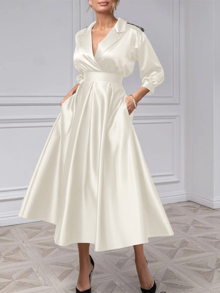 A-Line/Princess V-Neck 3/4 Sleeves Mother Of The Bride Dresses With Beading