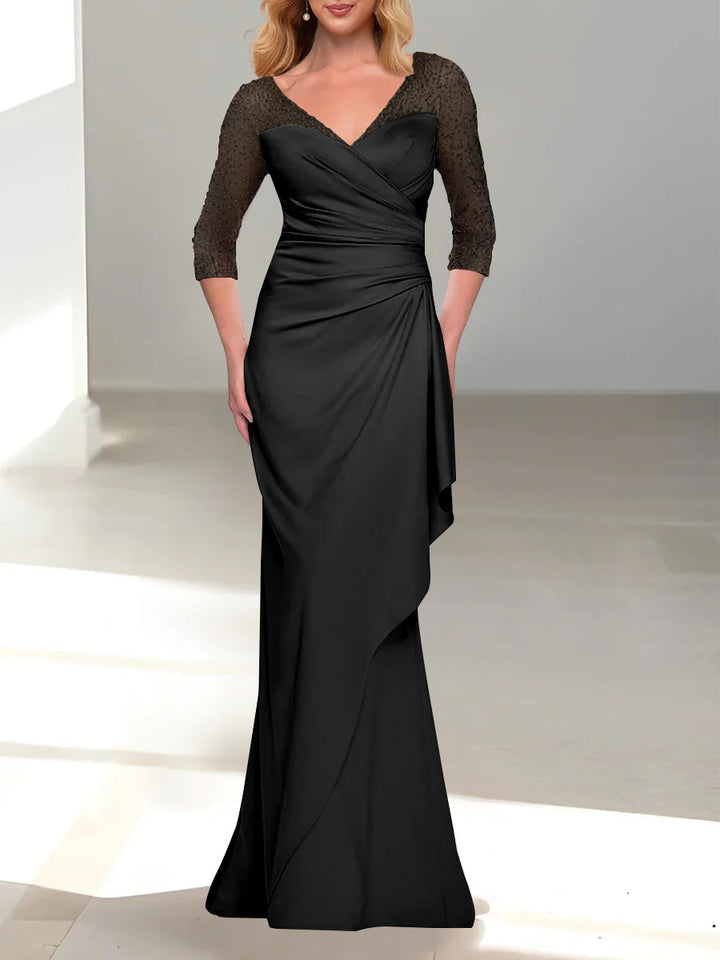 Trumpet/Mermaid V-Neck 3/4 Sleeves Mother Of The Bride Dresses with Beading
