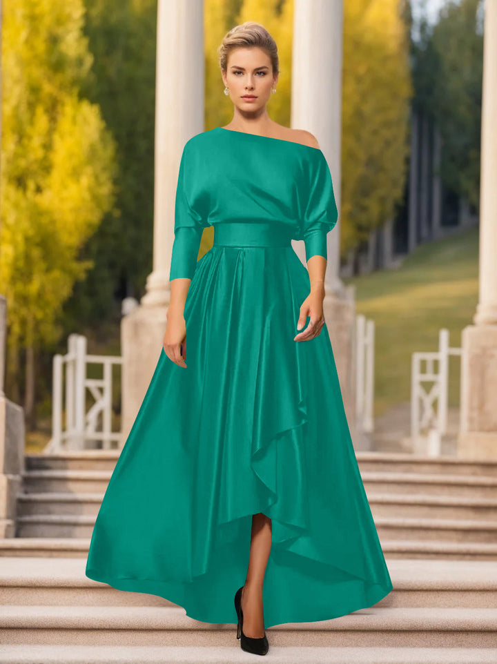 A-Line/Princess One-Shoulder 3/4 Sleeves Asymmetrical Mother of the Bride  & Groom Dresses