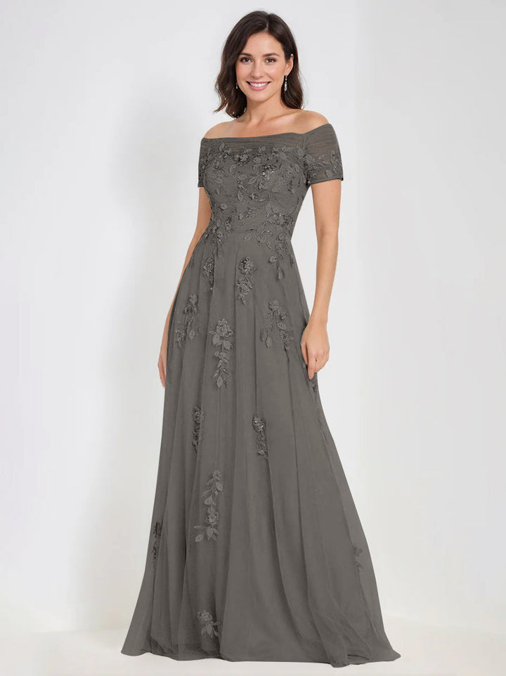 A-Line Off-the-Shoulder Sleeveless Mother Of The Bride & Groom Dresses with Appliques