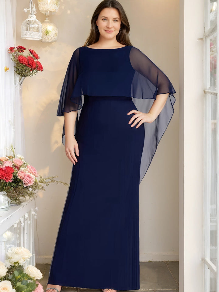 Sheath/Column Scoop Neck Half Sleeves Plus Size Mother of the Bride Dresses