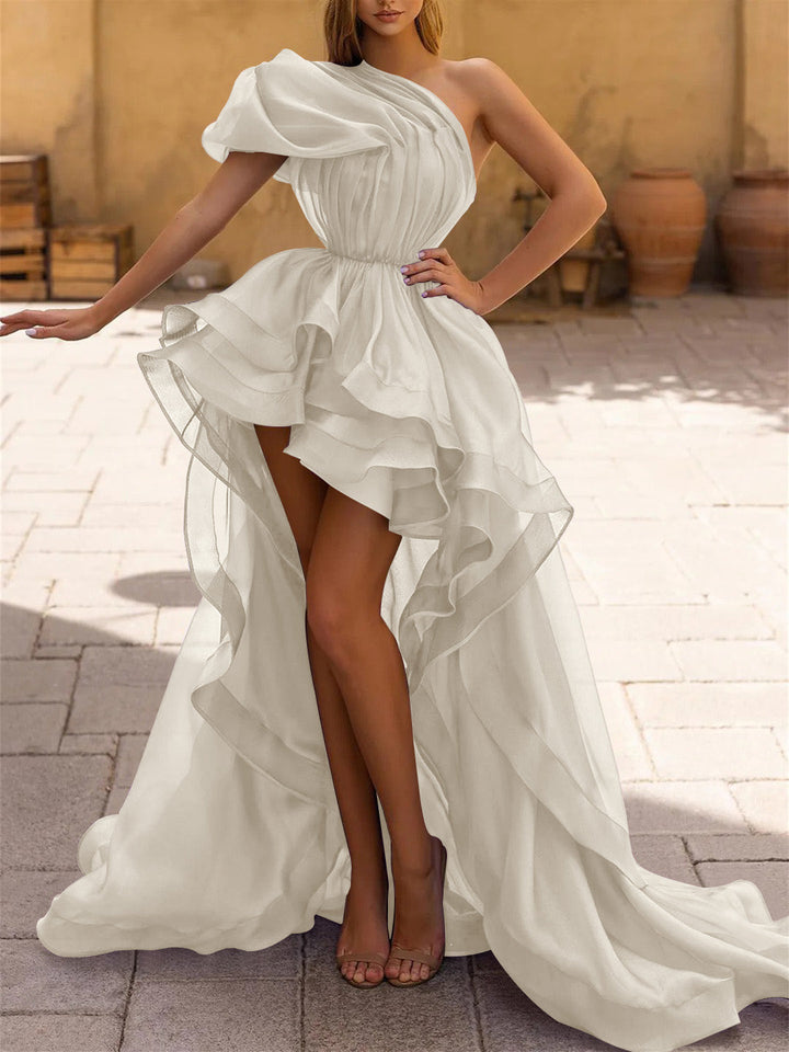 A-Line/Princess One-Shoulder Asymmetrical Formal Dresses With Ruffles
