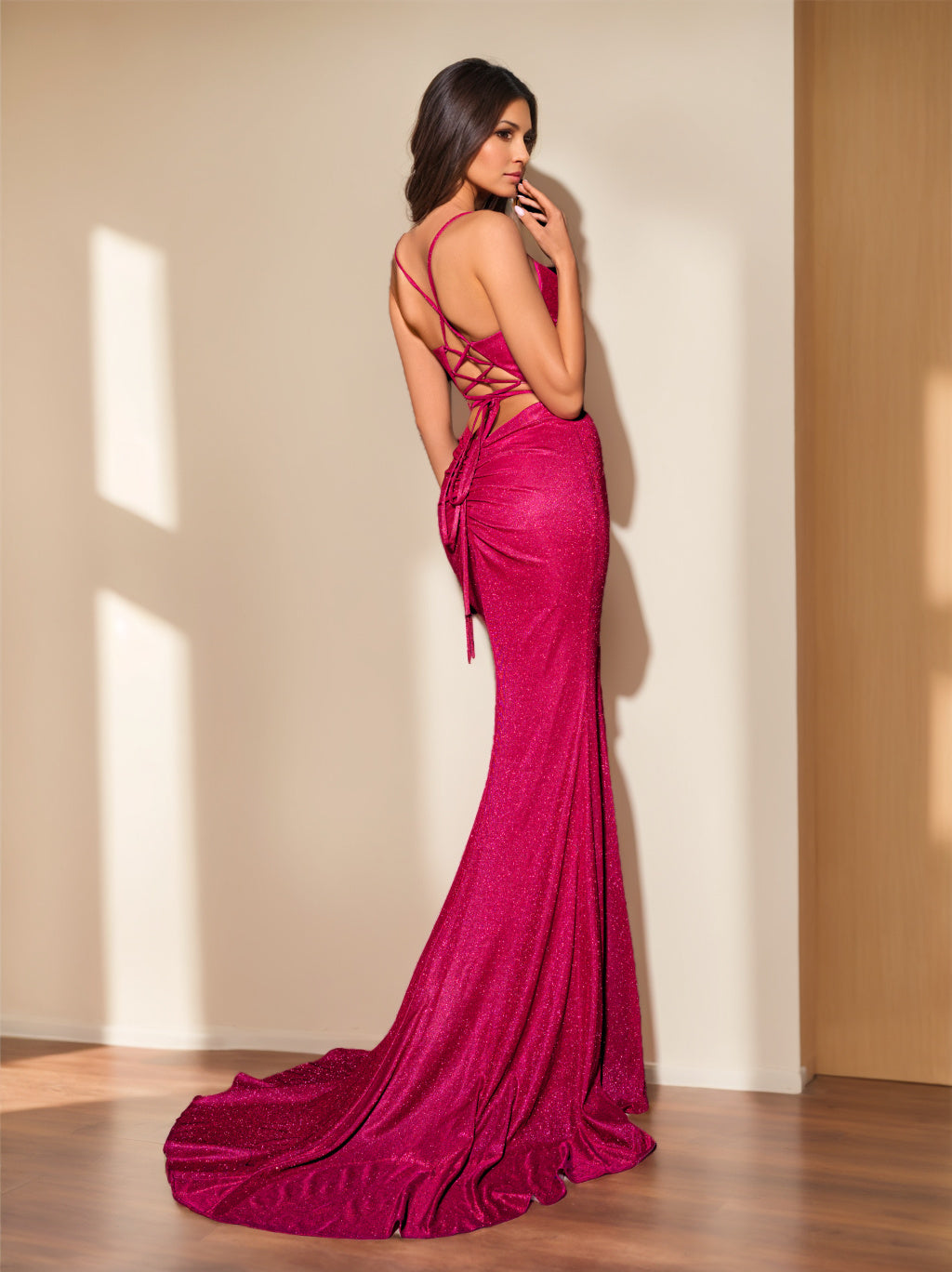 Trumpet/Mermaid Spaghetti Straps Evening Dresses Sleeveless Floor-length Prom Party Dress with Split Side