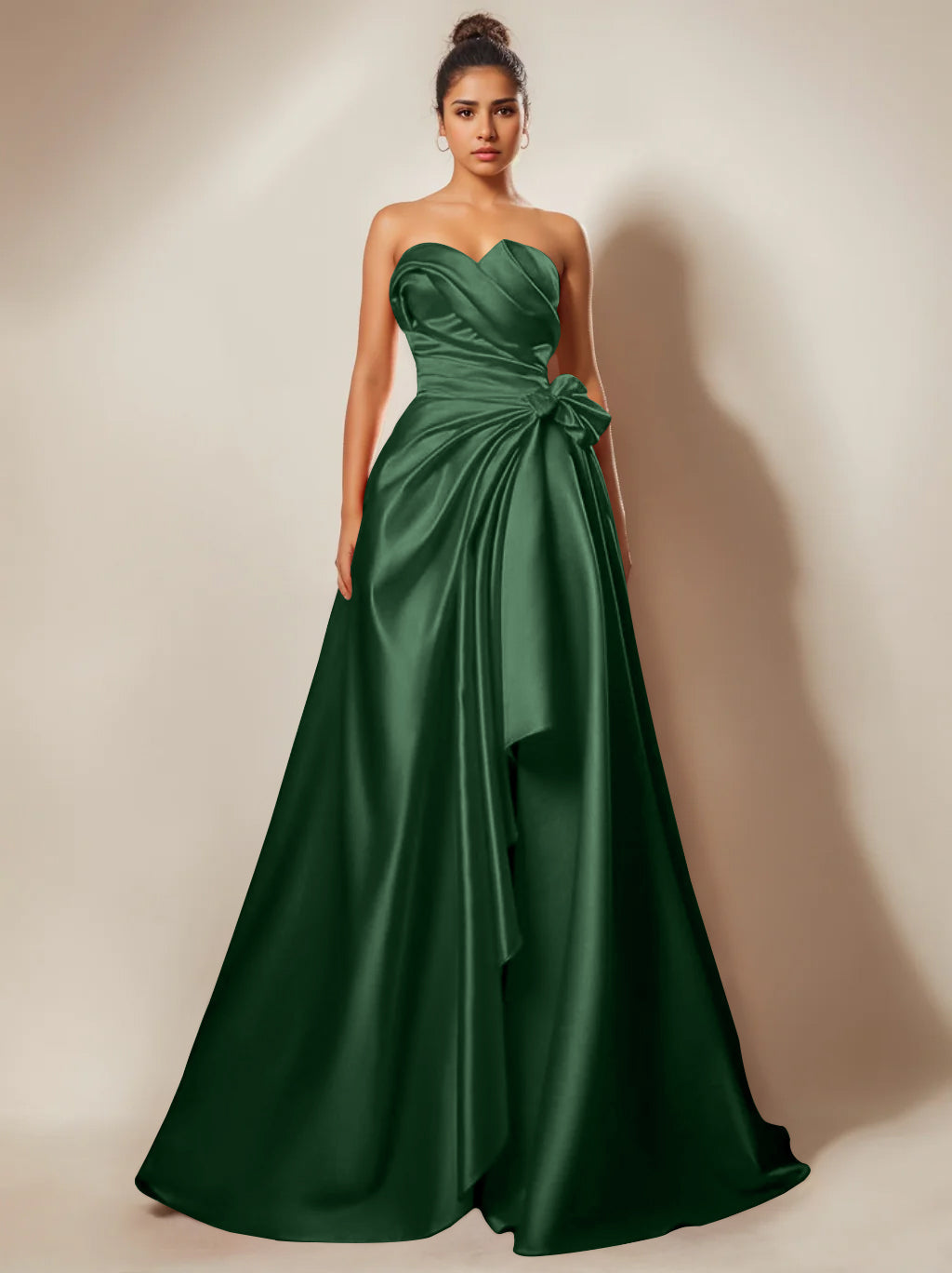 A-Line/Princess Evening Dresses Strapless Sweetheart Floor-Length Prom Party Dresses With Ruched & Split Side