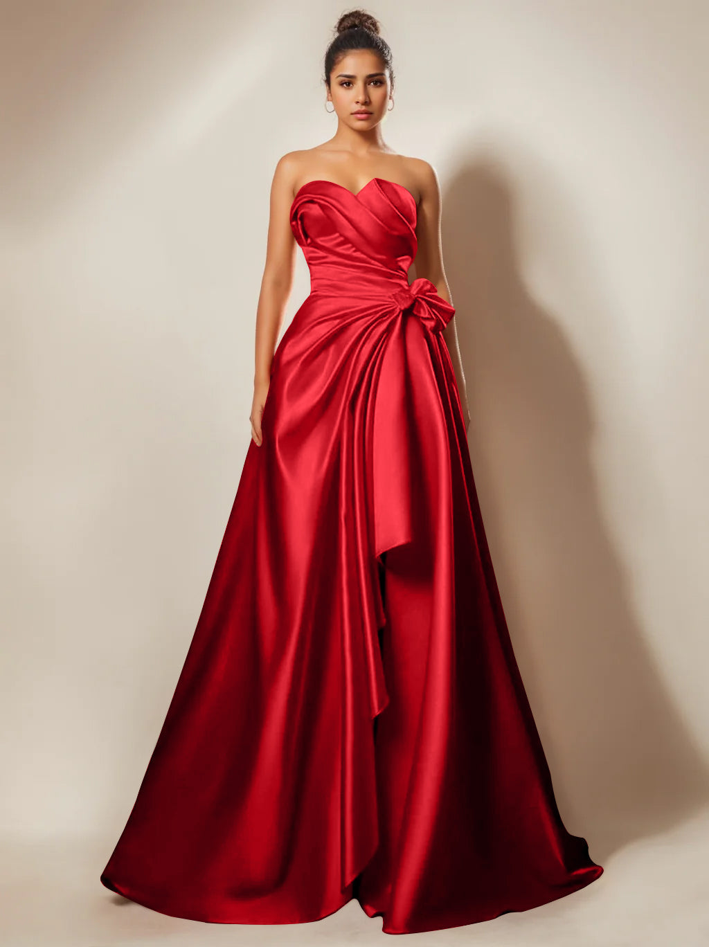 A-Line/Princess Evening Dresses Strapless Sweetheart Floor-Length Prom Party Dresses With Ruched & Split Side