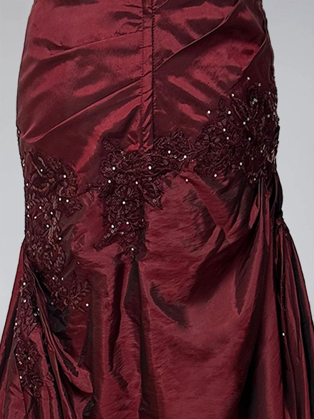 Trumpet/Mermaid Strapless Sleeveless Floor-Length Taffeta Formal Dresses with Ruffles锛孍mbroidery & Beadings