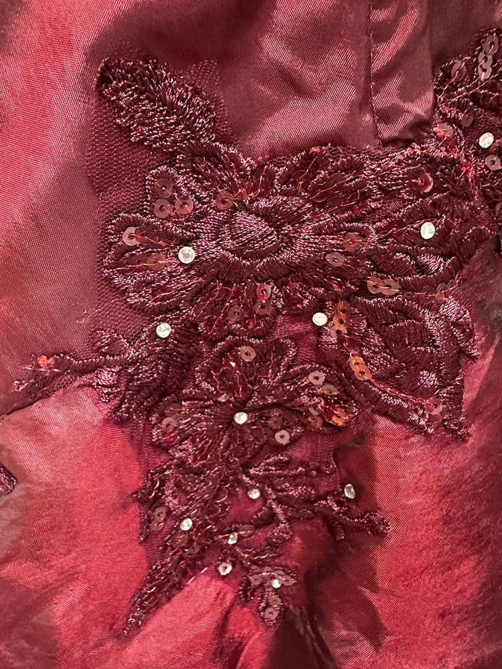 Trumpet/Mermaid Strapless Sleeveless Floor-Length Taffeta Formal Dresses with Ruffles锛孍mbroidery & Beadings