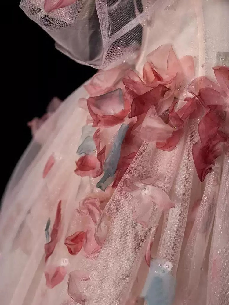 Ball Gown Off-The-Shoulder  Sleeveless Floor-length Floral Long Formal Dresses with Flowers